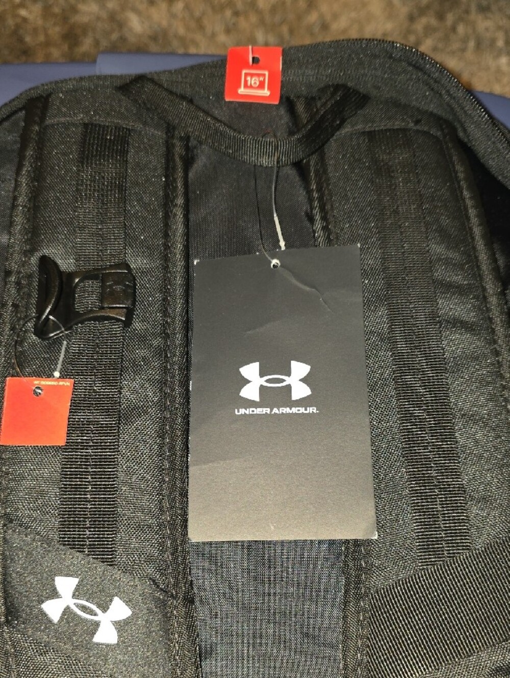 Under Armour Black Backpack with White Logo - Rugged Everyday Pack - Picture 8 of 9